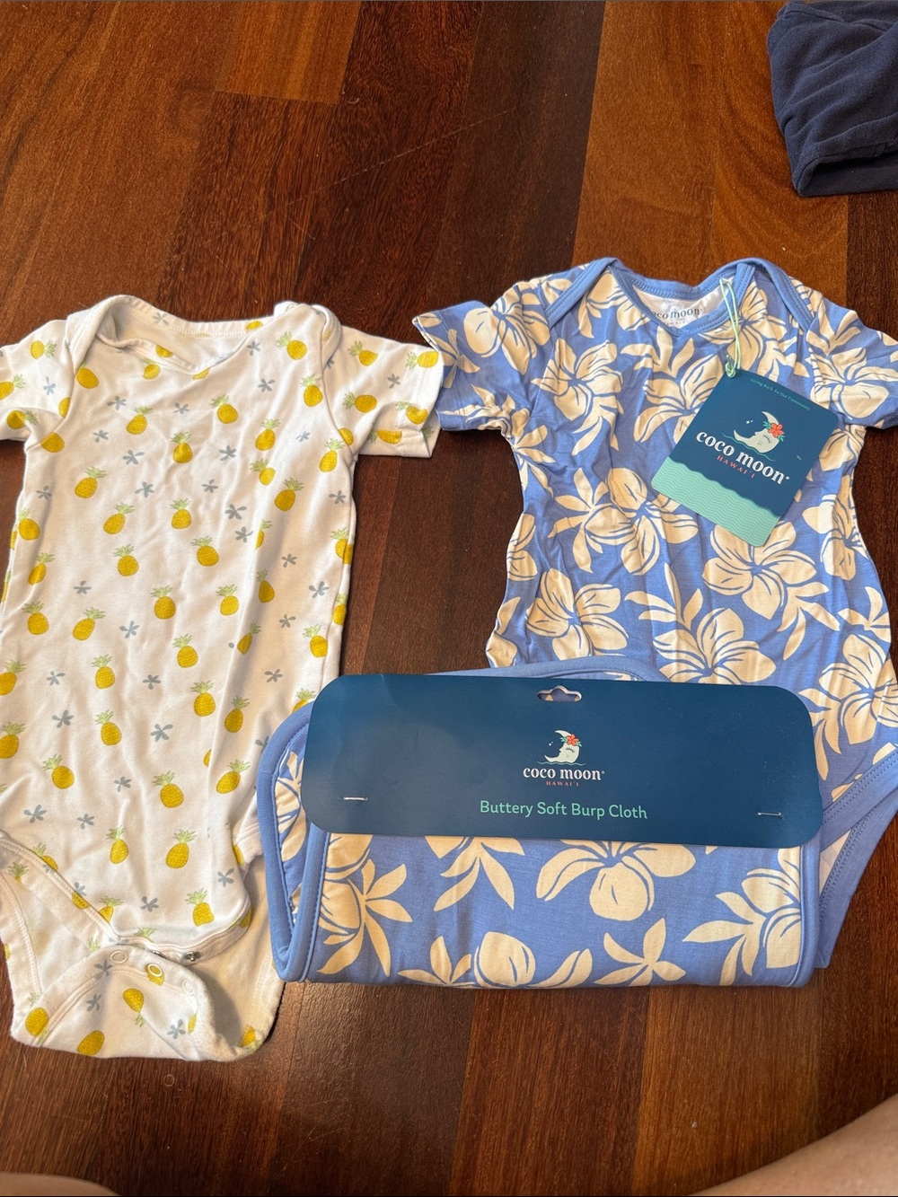Coco Moon Kids Pajama Tops - Blue Floral & White Pineapple (2-Pack)